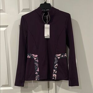 NWT Nivo Purple Floral 1/4 Zip Mock Neck Golf Tennis Pullover